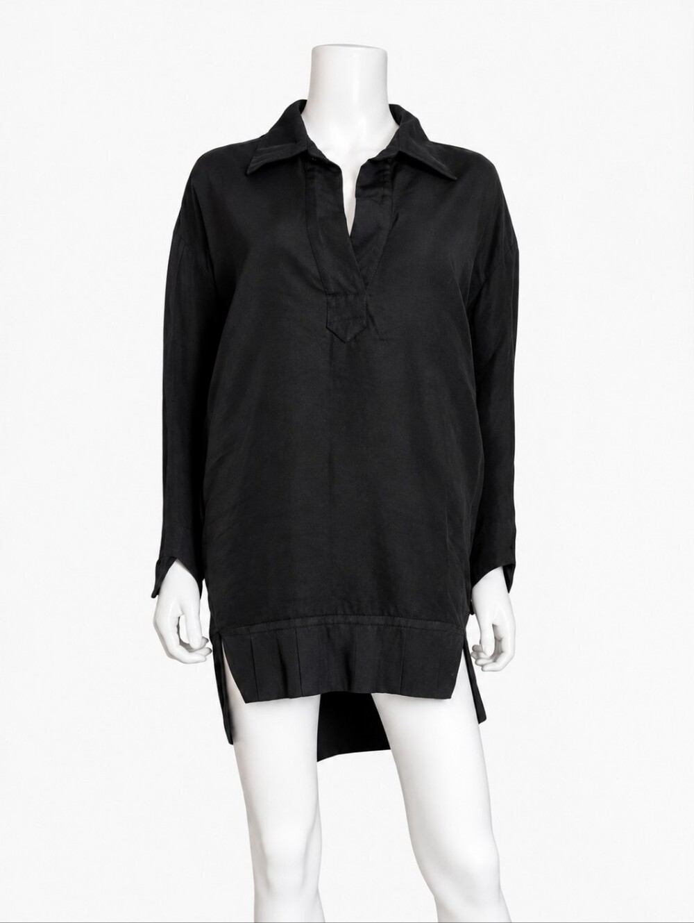 KHAITE | The Kal Black High-Low Tunic Mini Shirt Dress Size 2 NWT